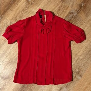 Valentines sheer Red womens Top Sz 14 bow neck vintage  **2 for 20*